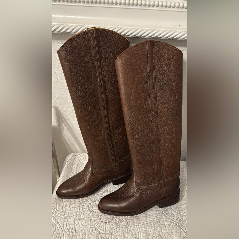 Elegant Brown Leather Riding Boots